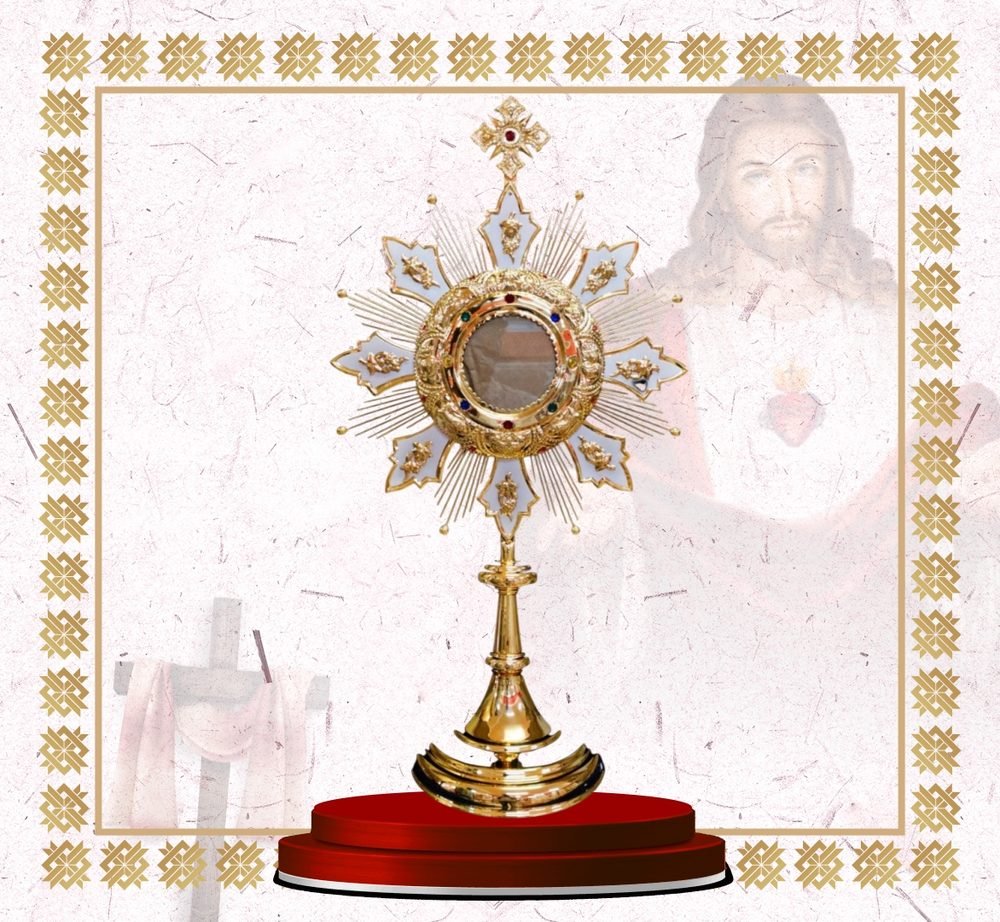 Gold Monstrance with White Enamel Star Points