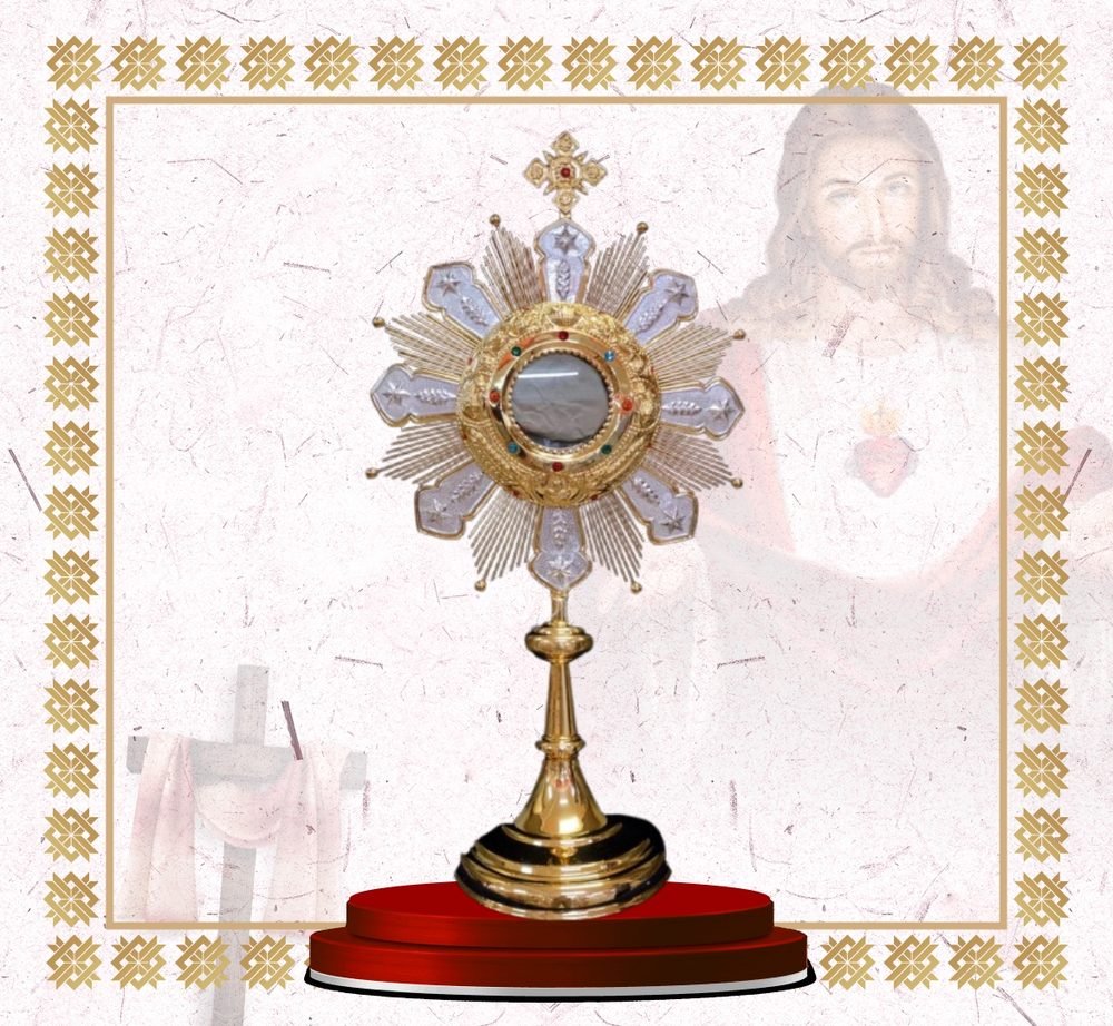 Gold and Silver Rayed Monstrance with Enamel Points