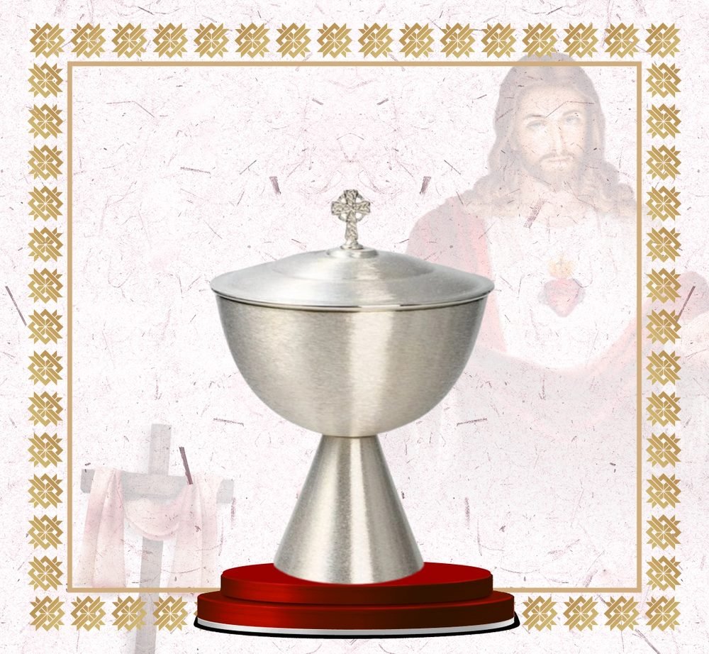 Brushed Silver Ciborium with Celtic Cross