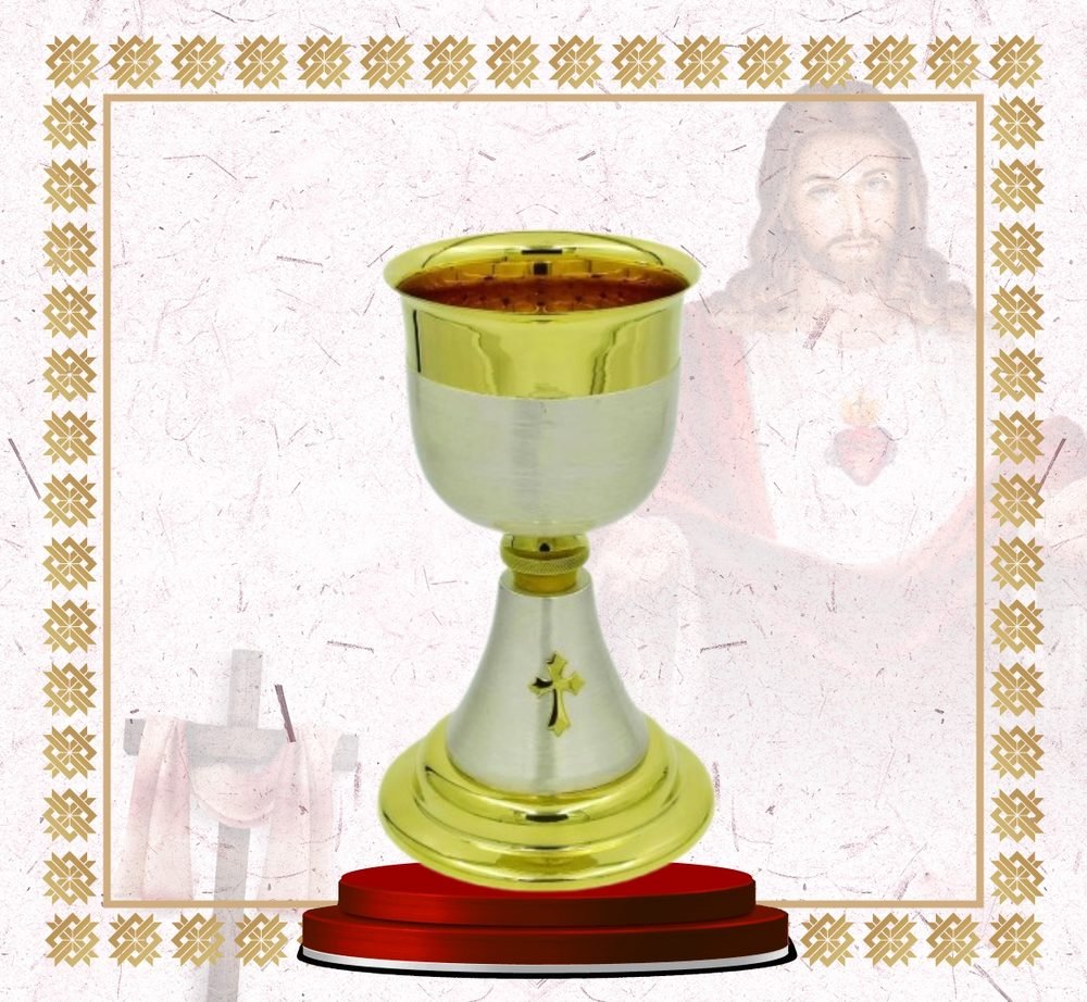 Gold and Brushed Silver Chalice and Paten Set