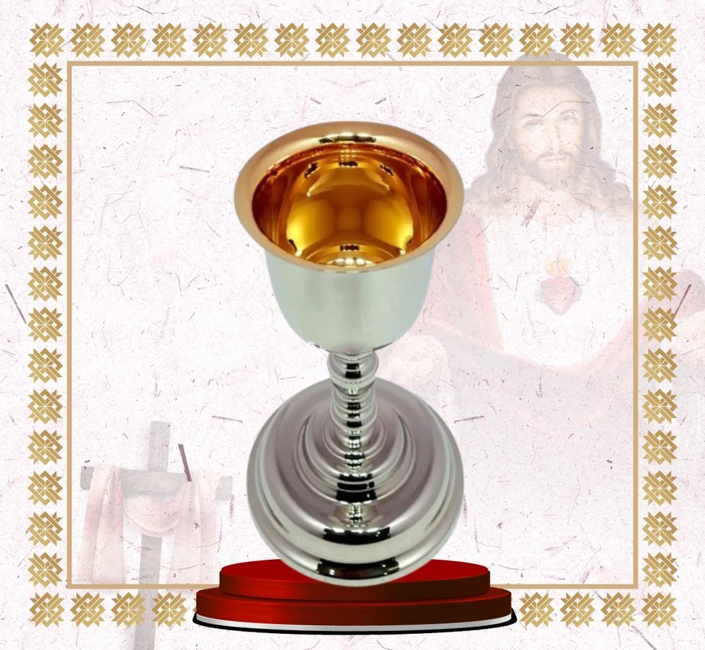 Gold-Lined Silver Chalice with Ringed Stem