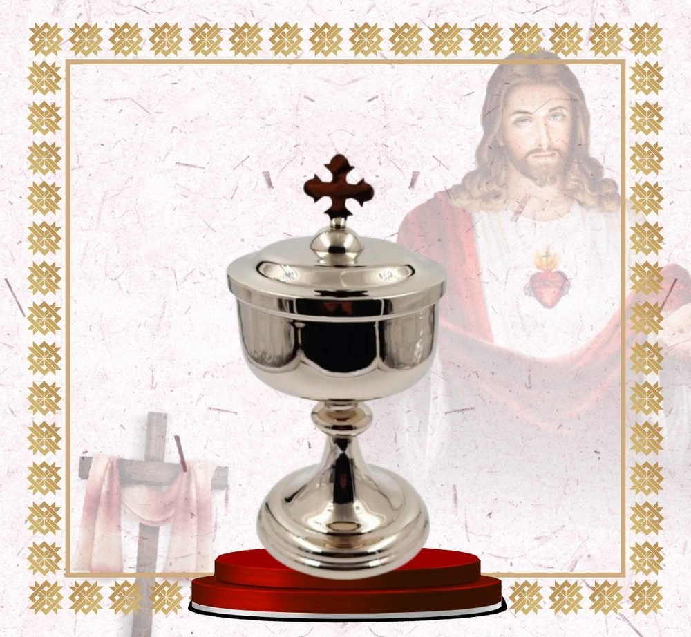 Polished Nickel Ciborium with Wooden Cross