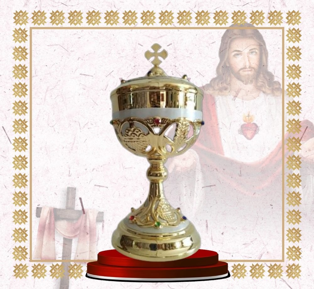 Jewelled Gold Ciborium with White Enamel Bands