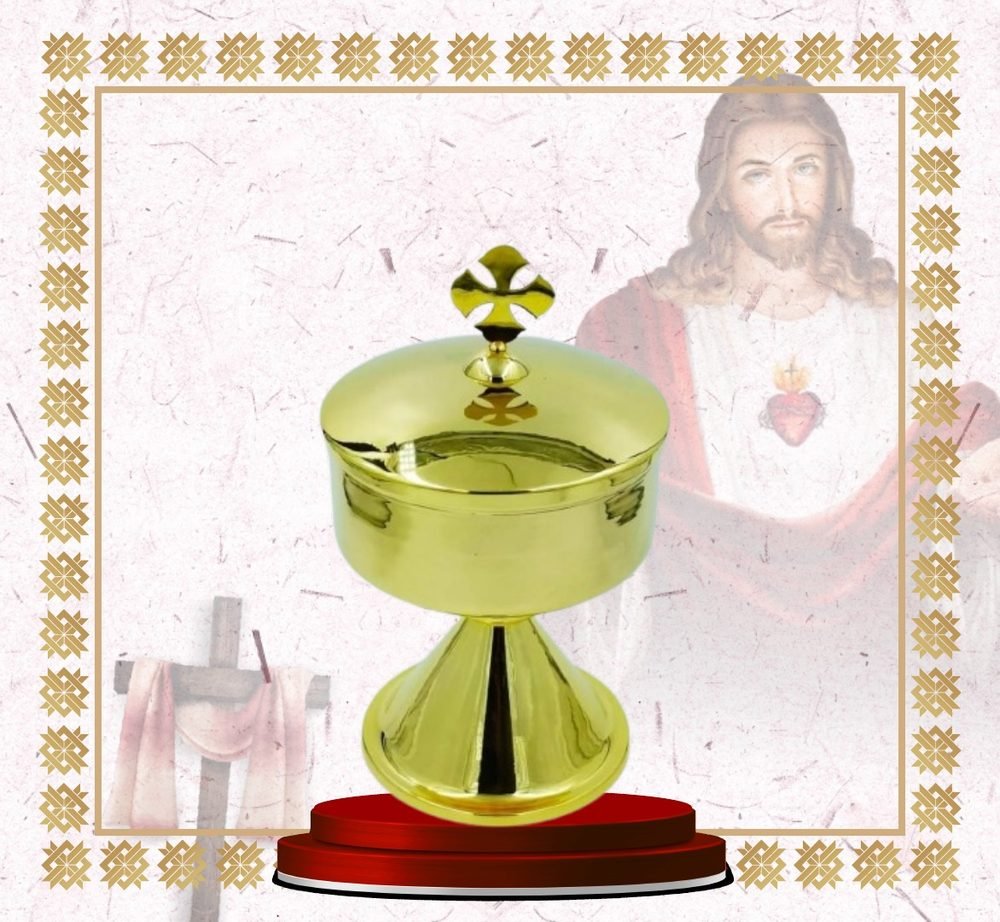 Bright Gold Ciborium with Cross Finial