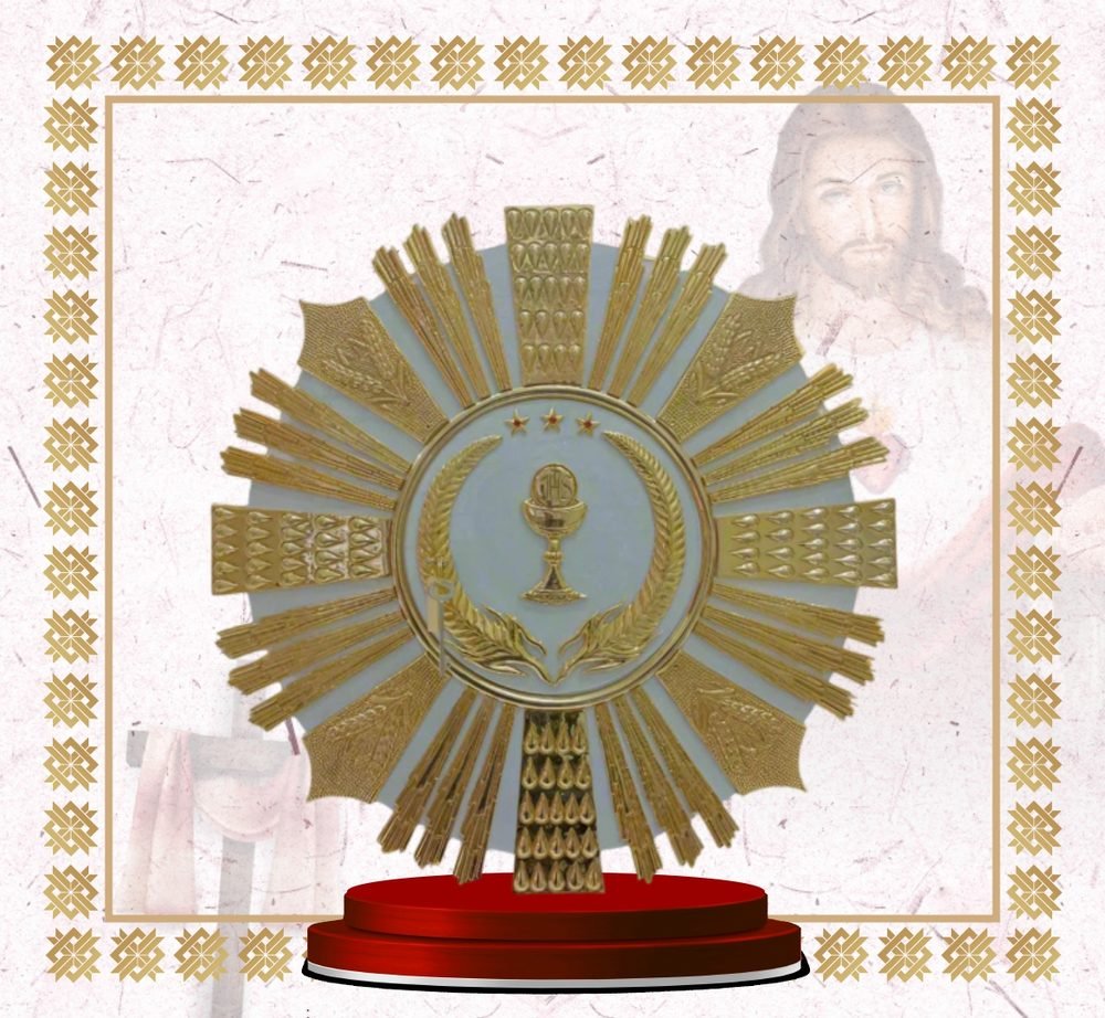 Gold and Silver Sunburst Backplate with Wheat Wreath