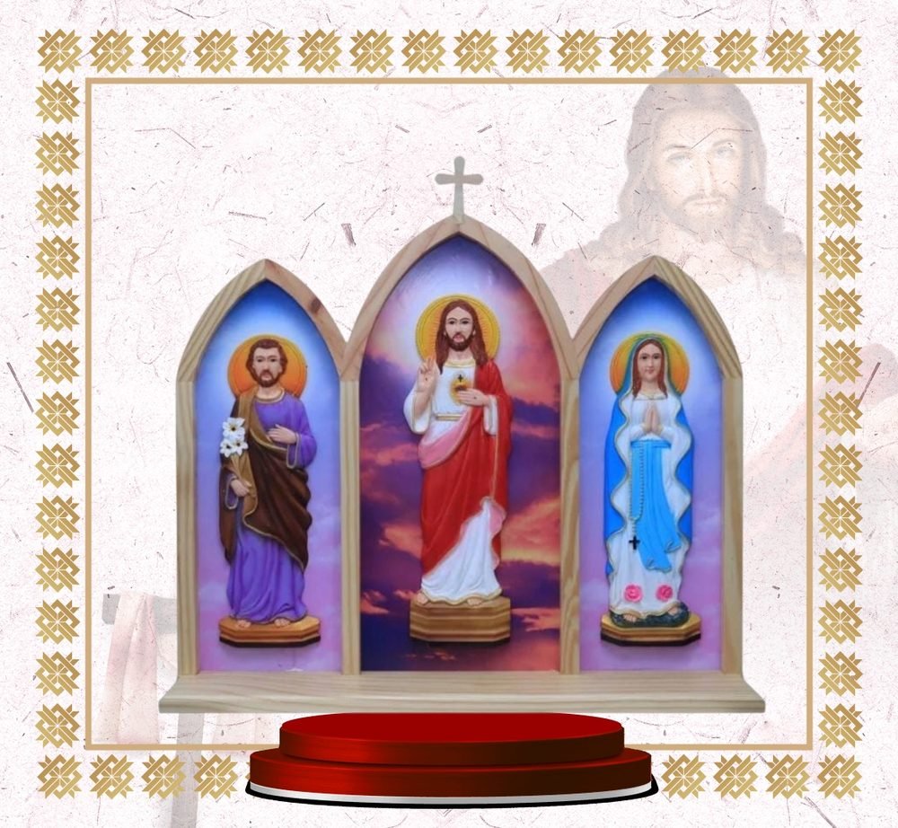 Pinewood Triptych Shrine, 23 inch