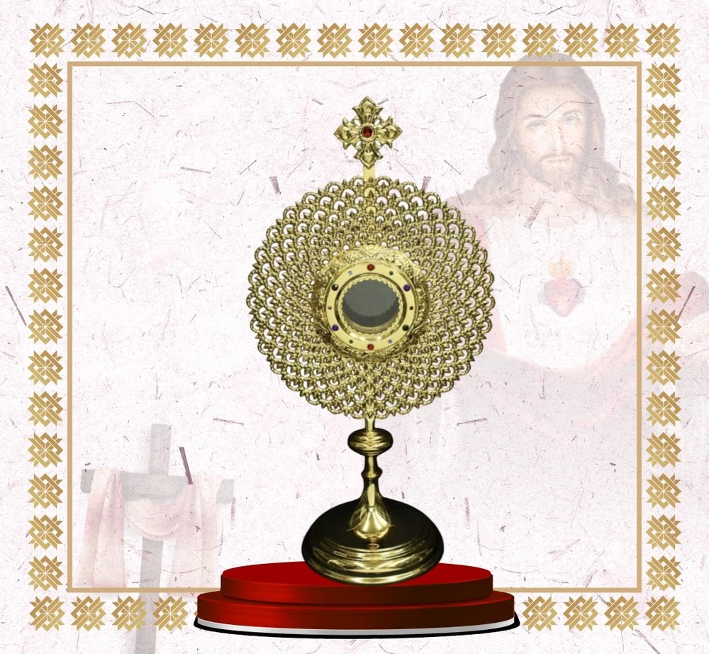 Gold Filigree Disc Monstrance with Jewelled Centre