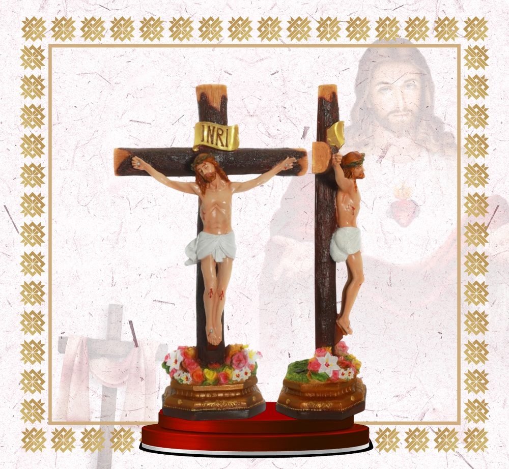Crucifix with Flowered Base, 20 inch