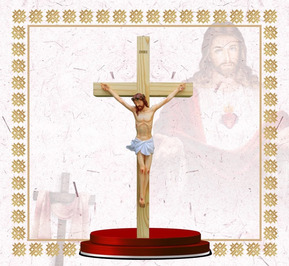 Large Pale Wood Crucifix, 40 inch